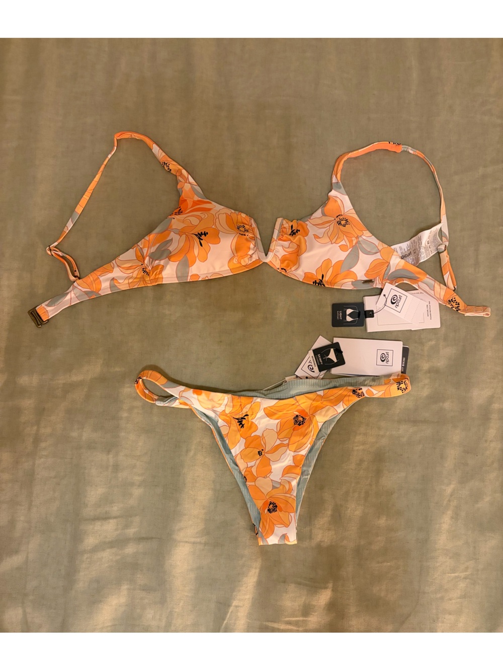 Rip Curl Floral Bikini - Orange and Cream